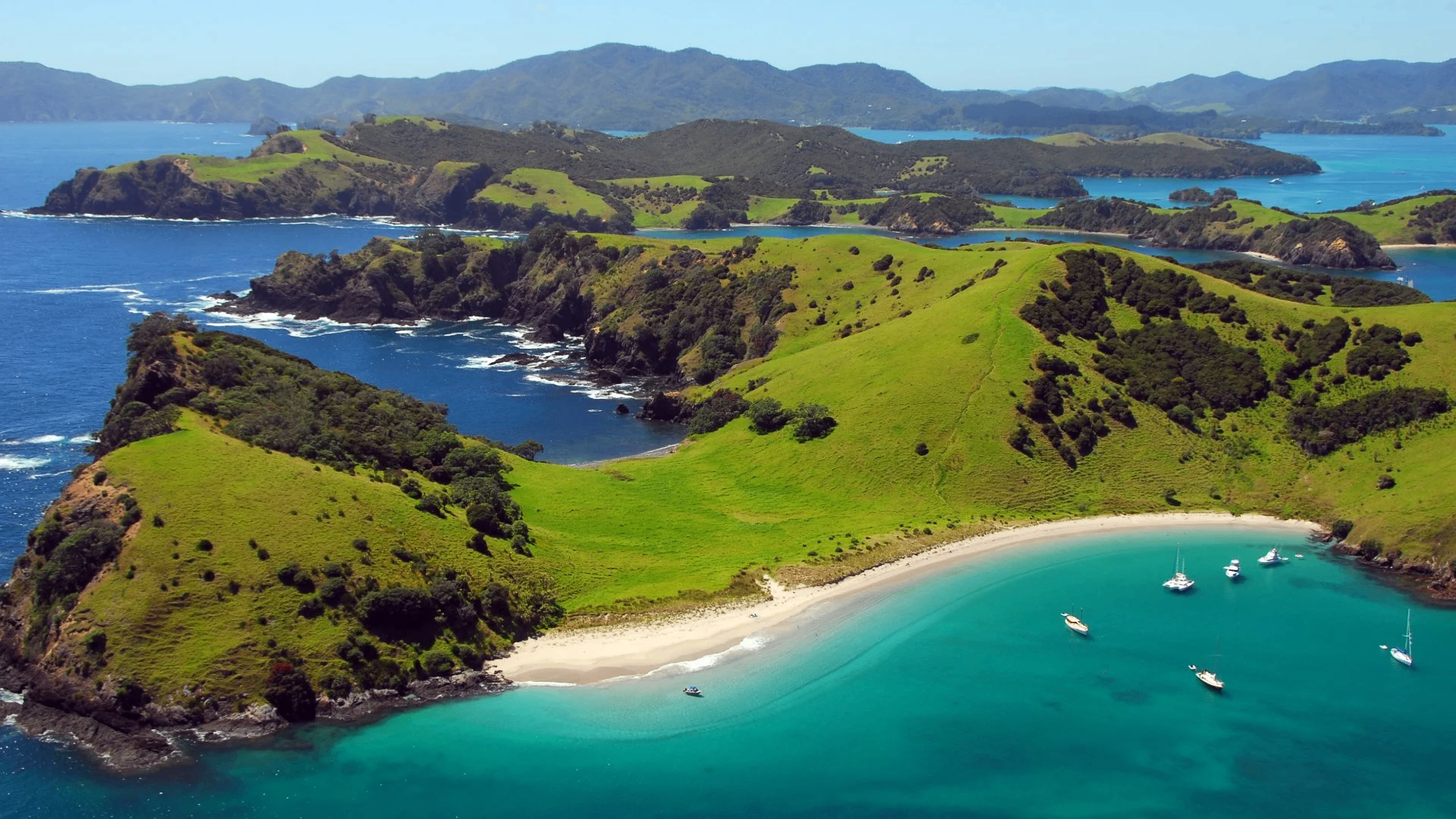 Alpine lake, mountains and native forest, New Zealand